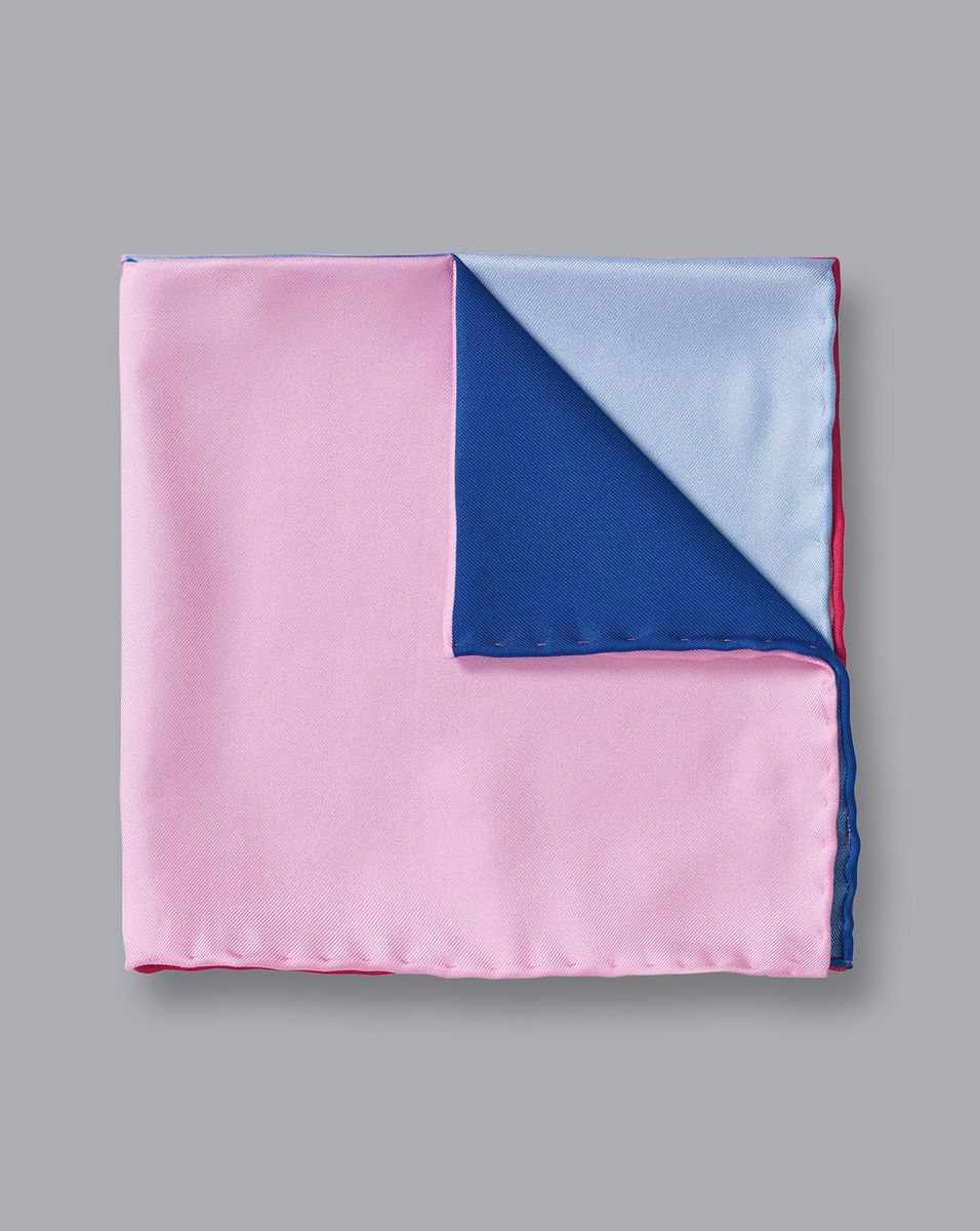 Blue & Pink Quarter Pocket Square