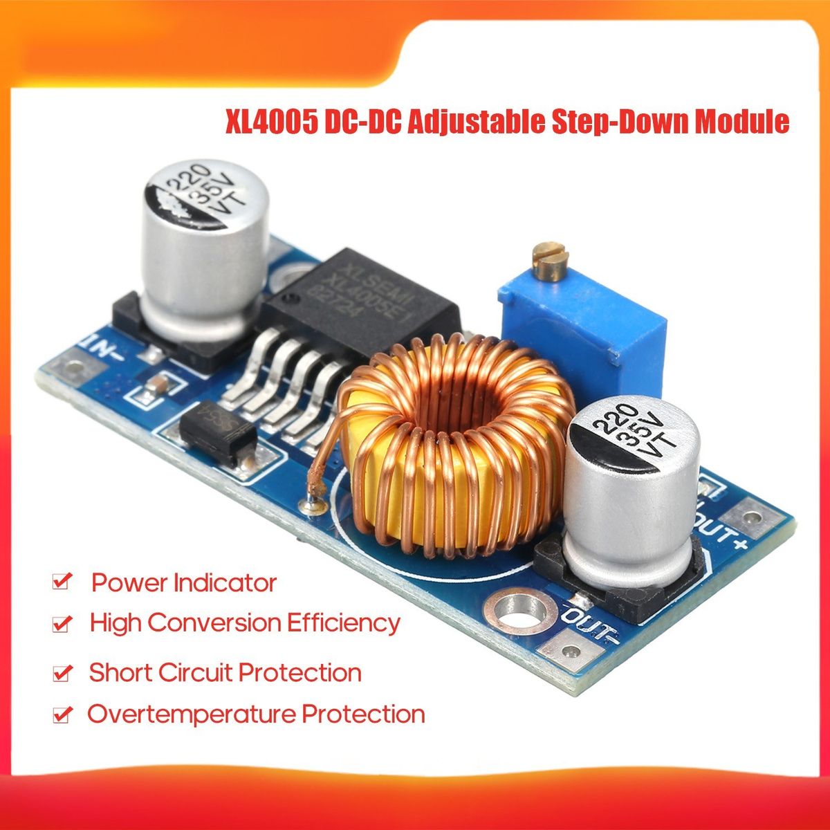 XL4005 DC-DC Adjustable Step-Down Module 4~38V 5A High