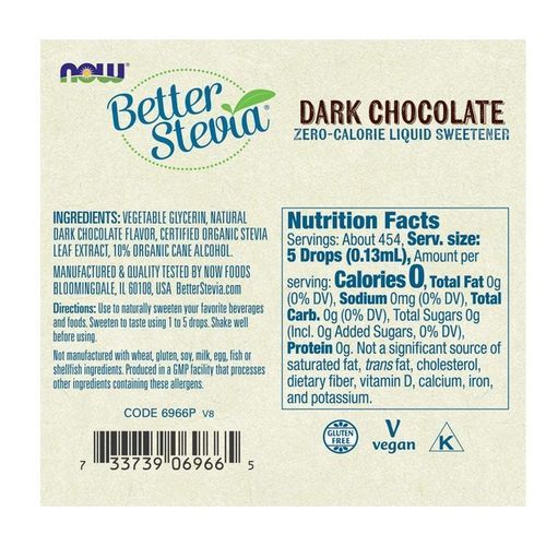 Better Stevia, Liquid Sweetener,Dark Chocolate, 60 Ml