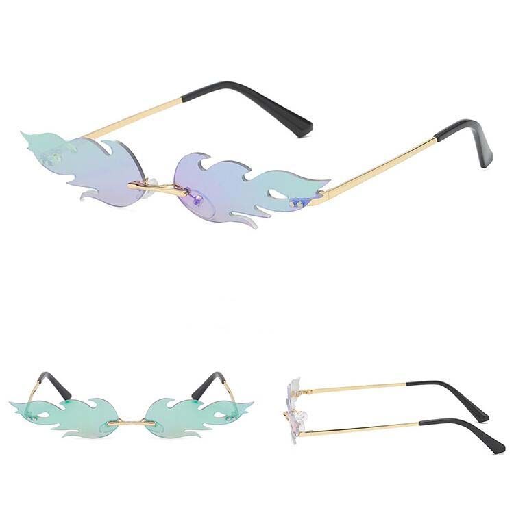 Flame Sunglasses Metal Frameless Street Sun Glasses