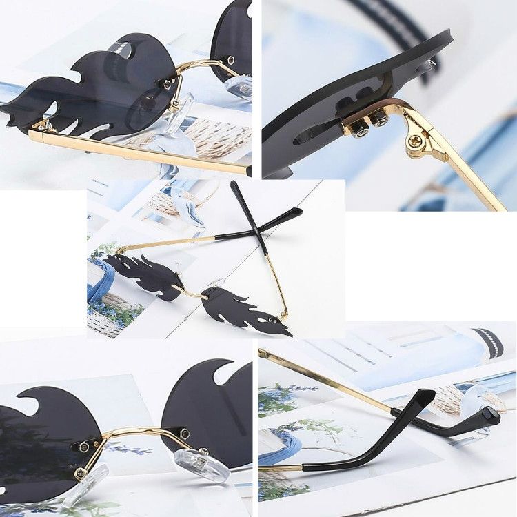Flame Sunglasses Metal Frameless Street Sun Glasses
