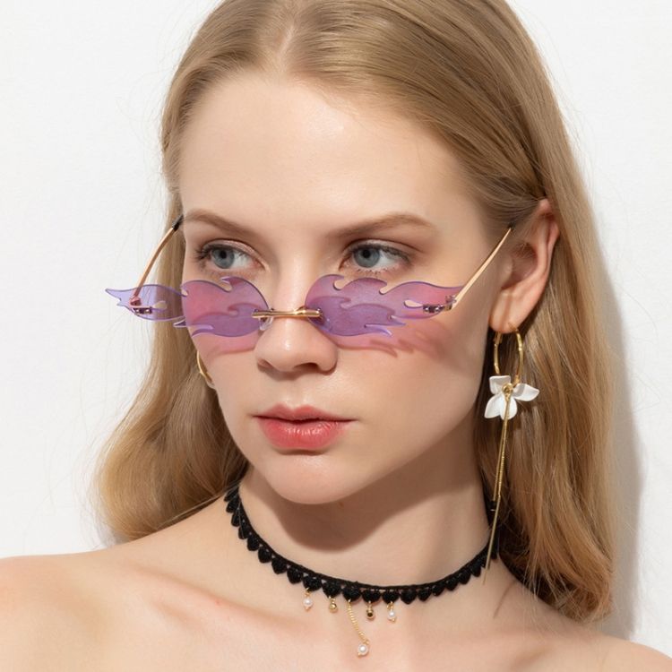 Flame Sunglasses Metal Frameless Street Sun Glasses