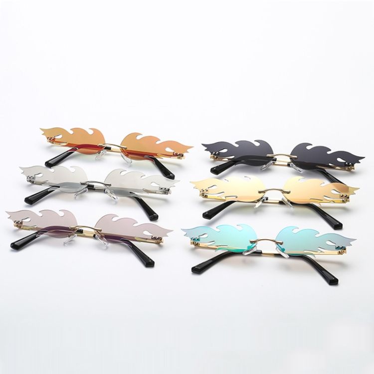 Flame Sunglasses Metal Frameless Street Sun Glasses