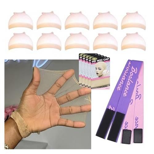 4 Pcs HD Wig Cap For Lace Front Wig 2 Pcs Lace Melting Band