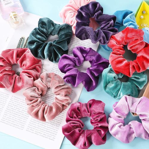 12 Pcs Large  Velvet Hair Scrunchies Elastic Hair Bands