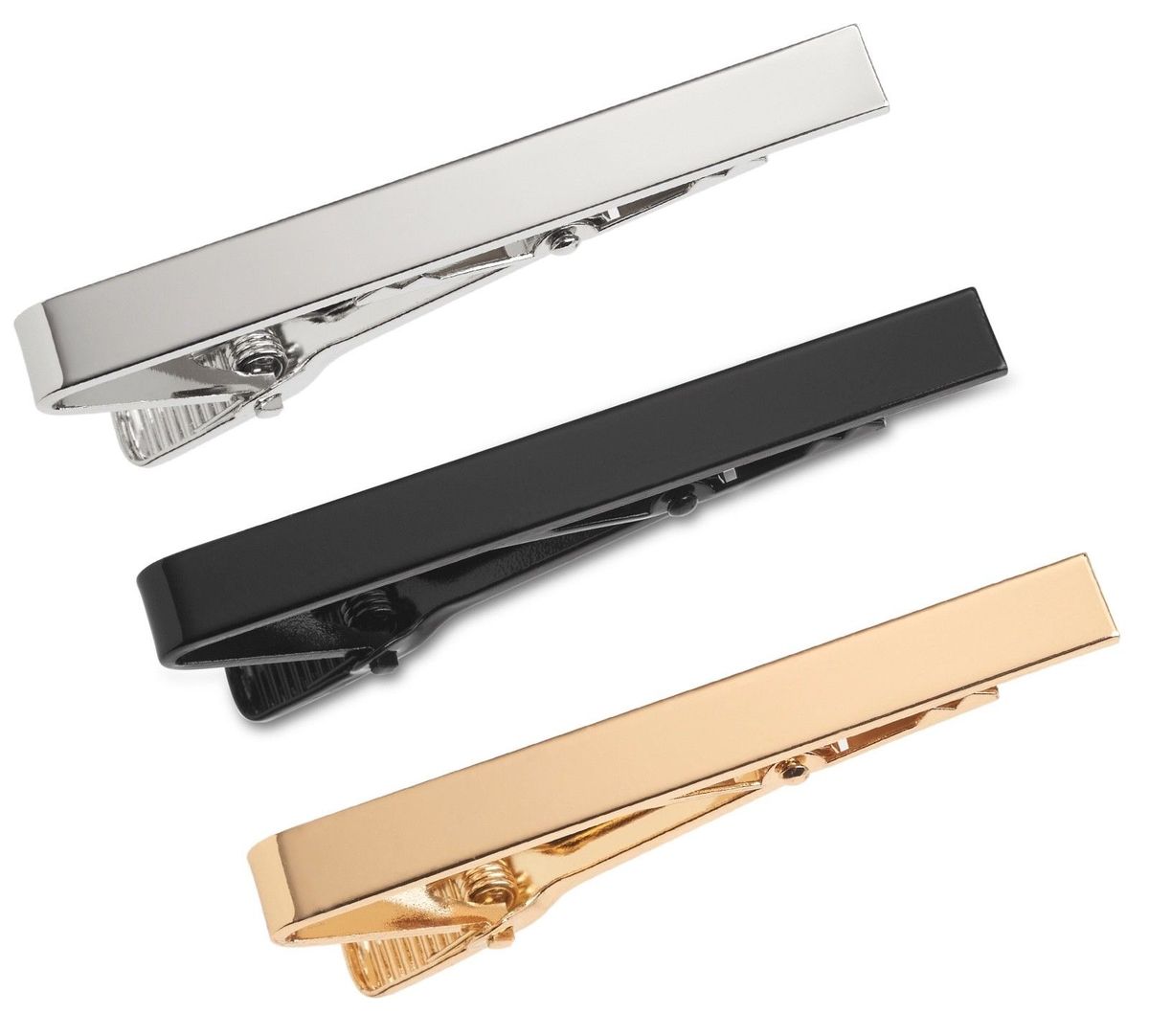 3PCS Men Metal Silver Gold Necktie Tie Bar Clasp Clip Pin