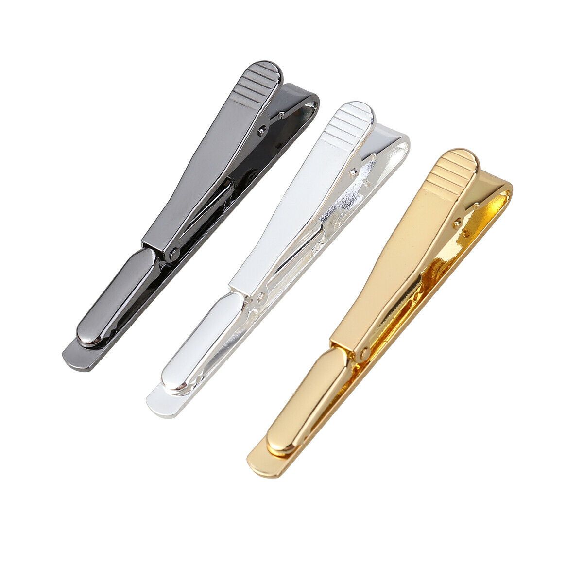 3PCS Men Metal Silver Gold Necktie Tie Bar Clasp Clip Pin