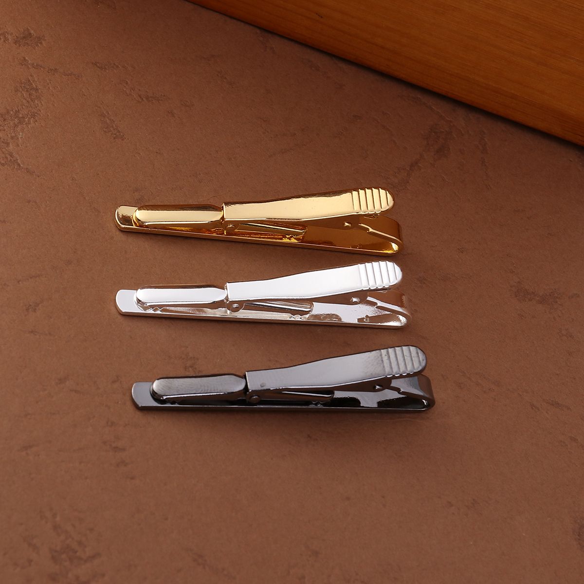 3PCS Men Metal Silver Gold Necktie Tie Bar Clasp Clip Pin