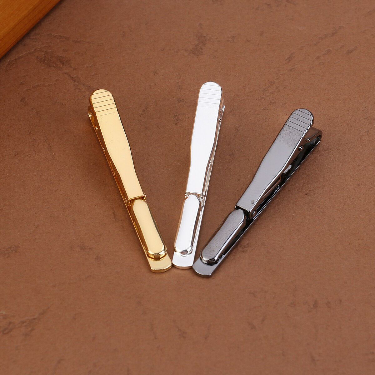 3PCS Men Metal Silver Gold Necktie Tie Bar Clasp Clip Pin
