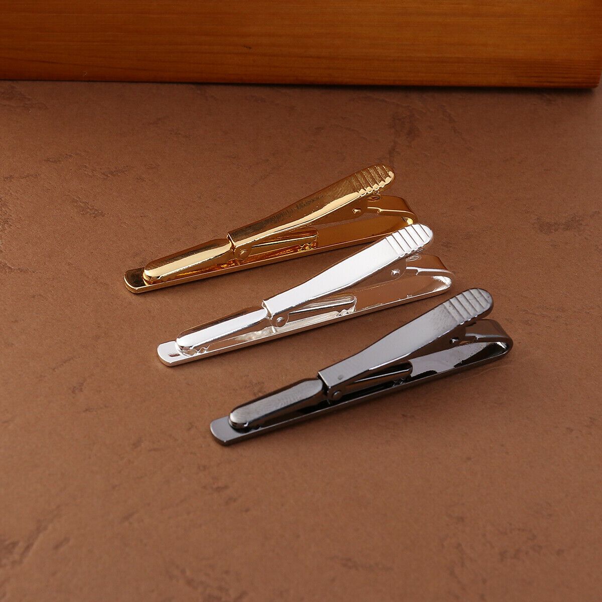 3PCS Men Metal Silver Gold Necktie Tie Bar Clasp Clip Pin