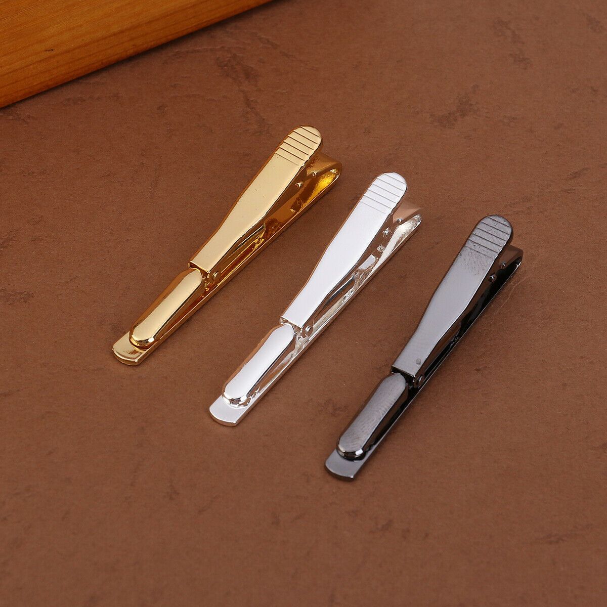 3PCS Men Metal Silver Gold Necktie Tie Bar Clasp Clip Pin