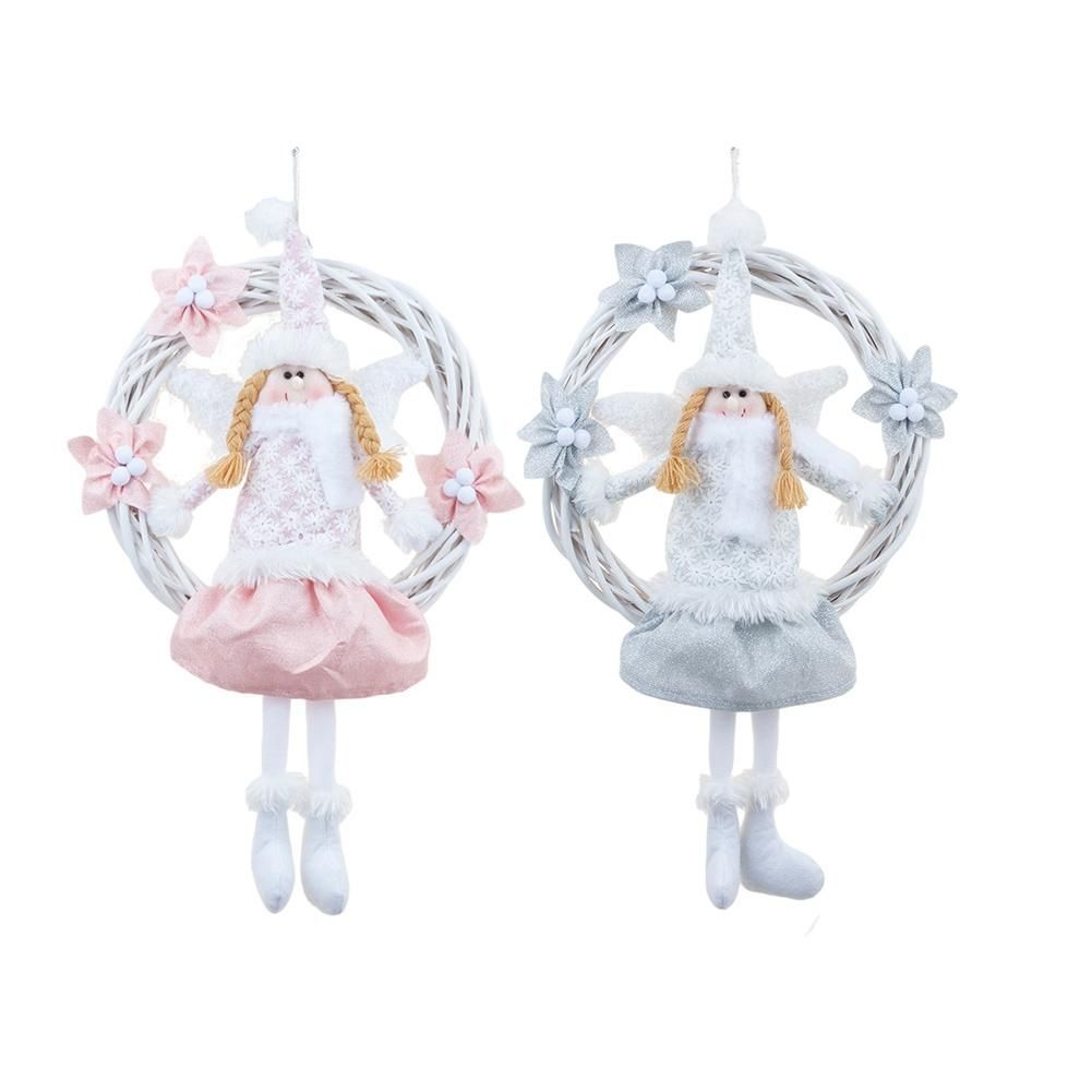 Christmas White Angel Wreath Pink Door Hanging Christmas