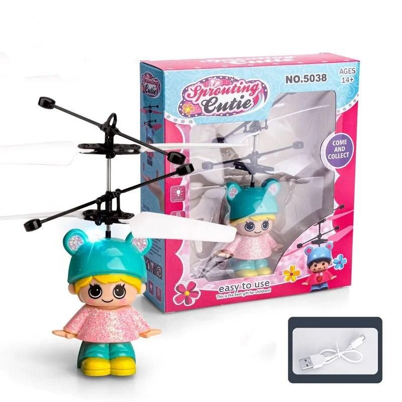 Playful Bag Cute Induction Aircraft Girl LED Suspension Toys Infrared Sensor USB Charging Children Birthday Gifts AC113