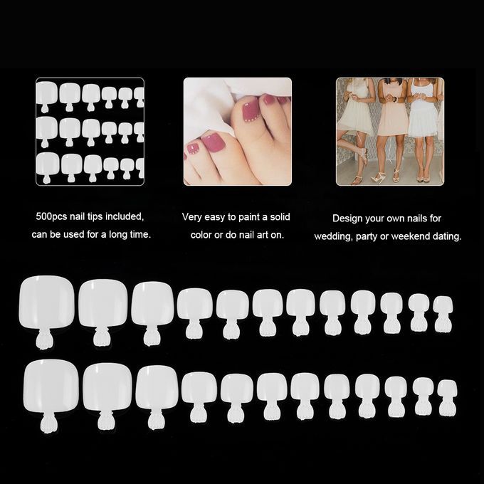 500Pcs  Toenail Tips Set Full Cover False Toe Nail Tips