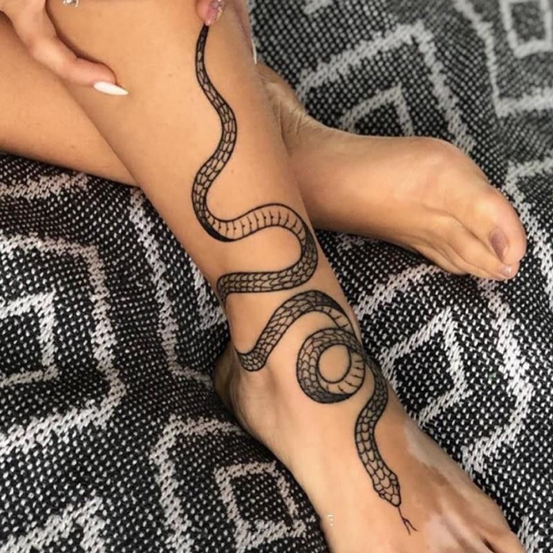 5pcs Black Snake Temporary Tattoo Stickers
