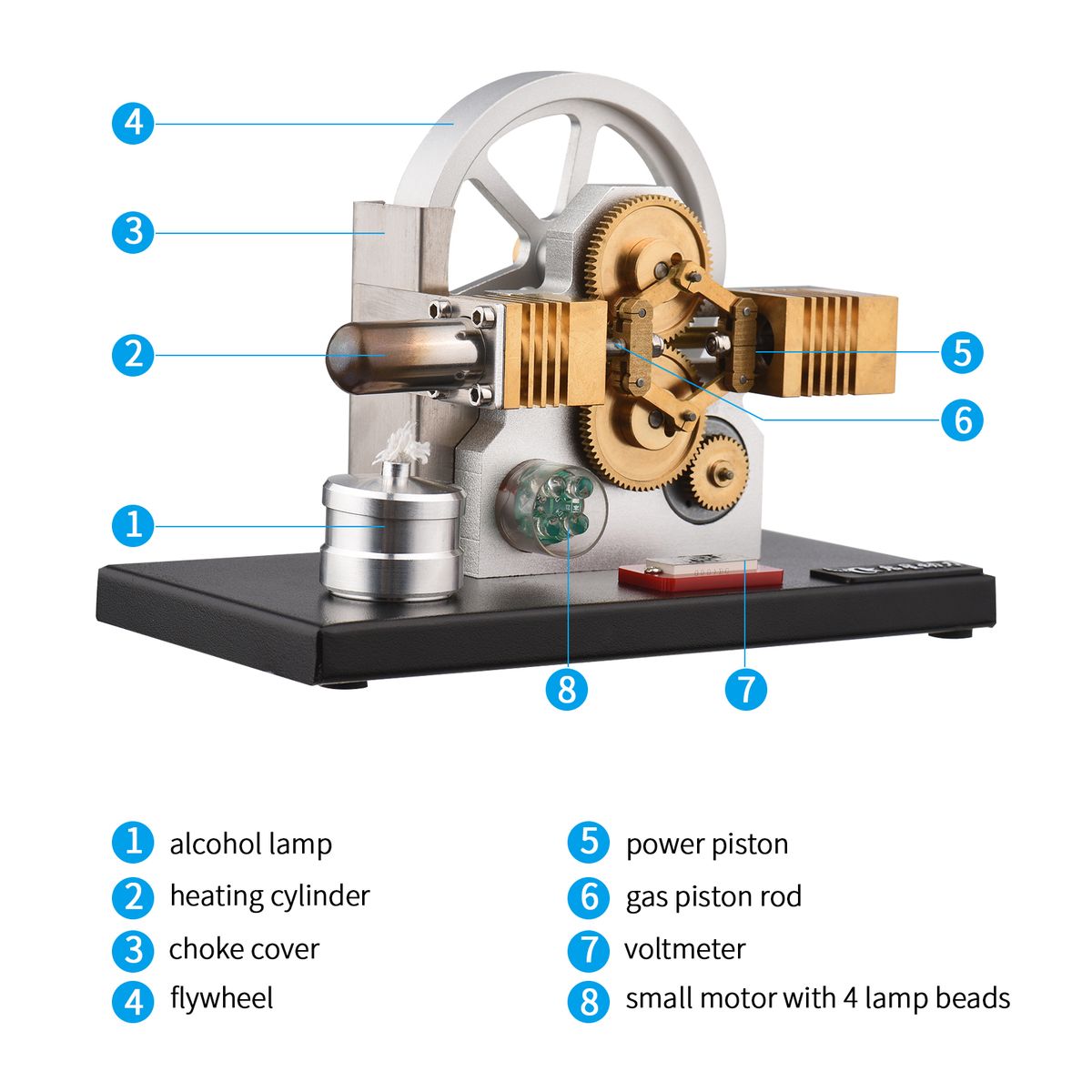 Hot Air Stirling Engine Motor Model Flywheel Design Full