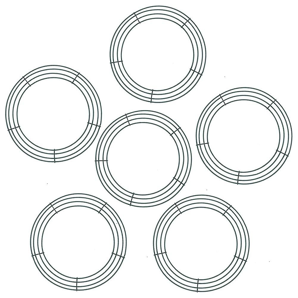 6 Pieces Dark Green Wire Wreath Rings Wire Wreath