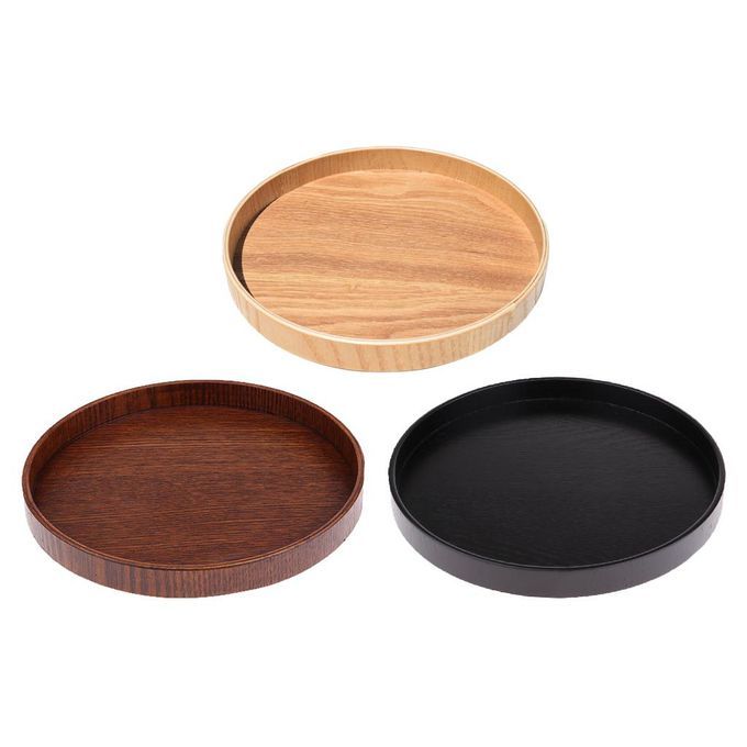 Wood Serving Tray Round Tea Tray Kitchen Restaurant Table Food Platter