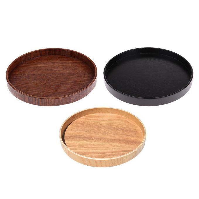 Wood Serving Tray Round Tea Tray Kitchen Restaurant Table Food Platter