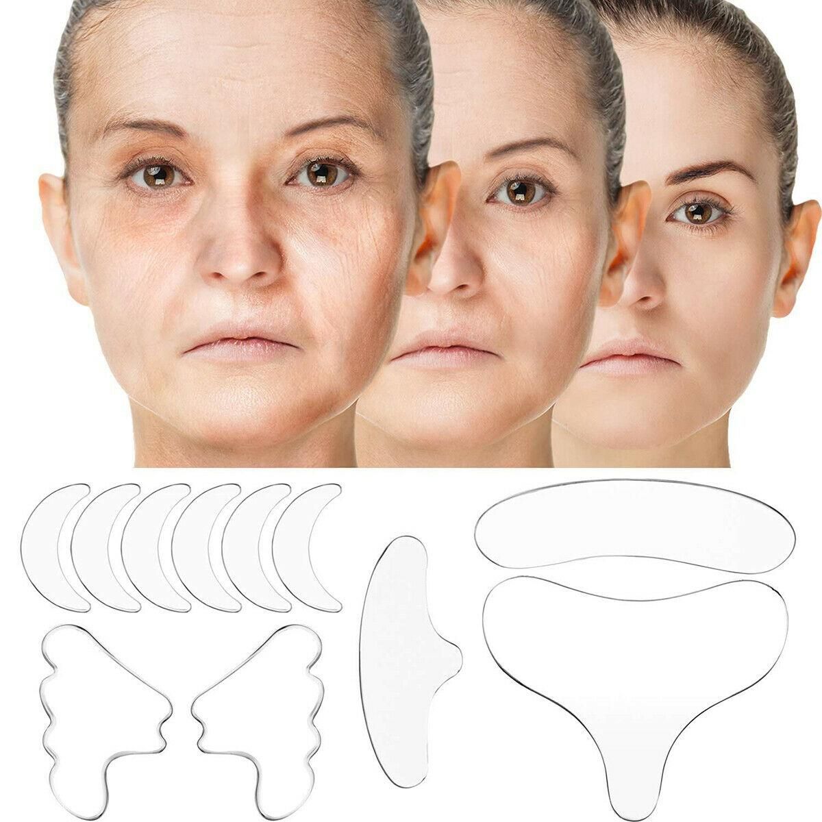 11Pcs Reusable Silicone Wrinkle Removal Sticker Face Forehead Neck Eye Sticker Pad Anti Aging Skin Lifting Care Patch