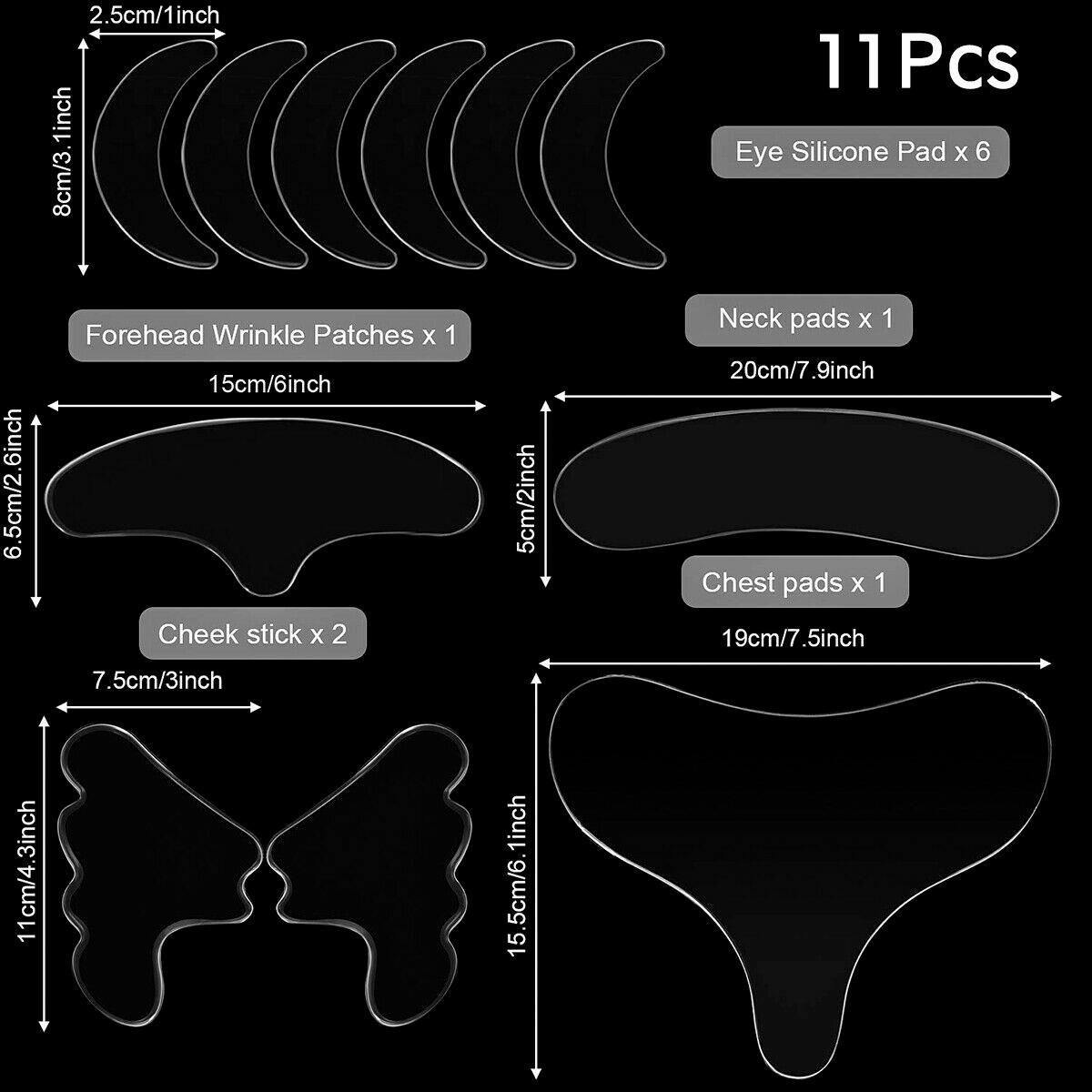 11Pcs Reusable Silicone Wrinkle Removal Sticker Face Forehead Neck Eye Sticker Pad Anti Aging Skin Lifting Care Patch