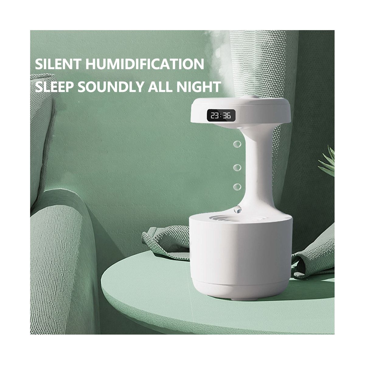 800ML  Home Anti-Gravity Water Droplets Ultrasonic Cool Mists Maker with LED Display for Bedroom Office