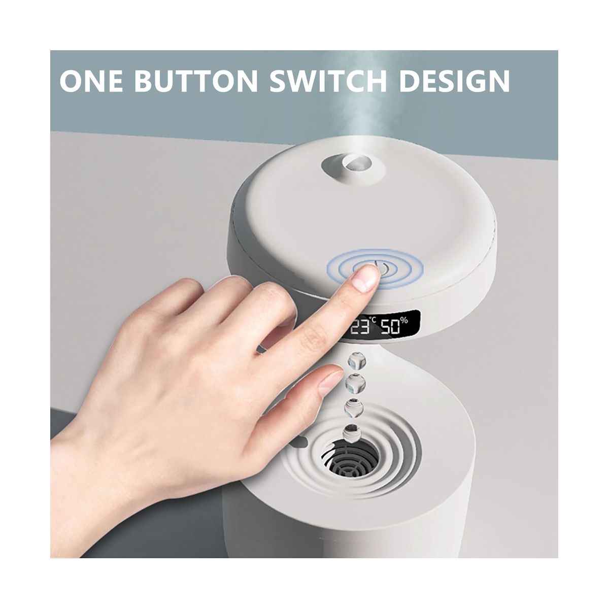 800ML  Home Anti-Gravity Water Droplets Ultrasonic Cool Mists Maker with LED Display for Bedroom Office