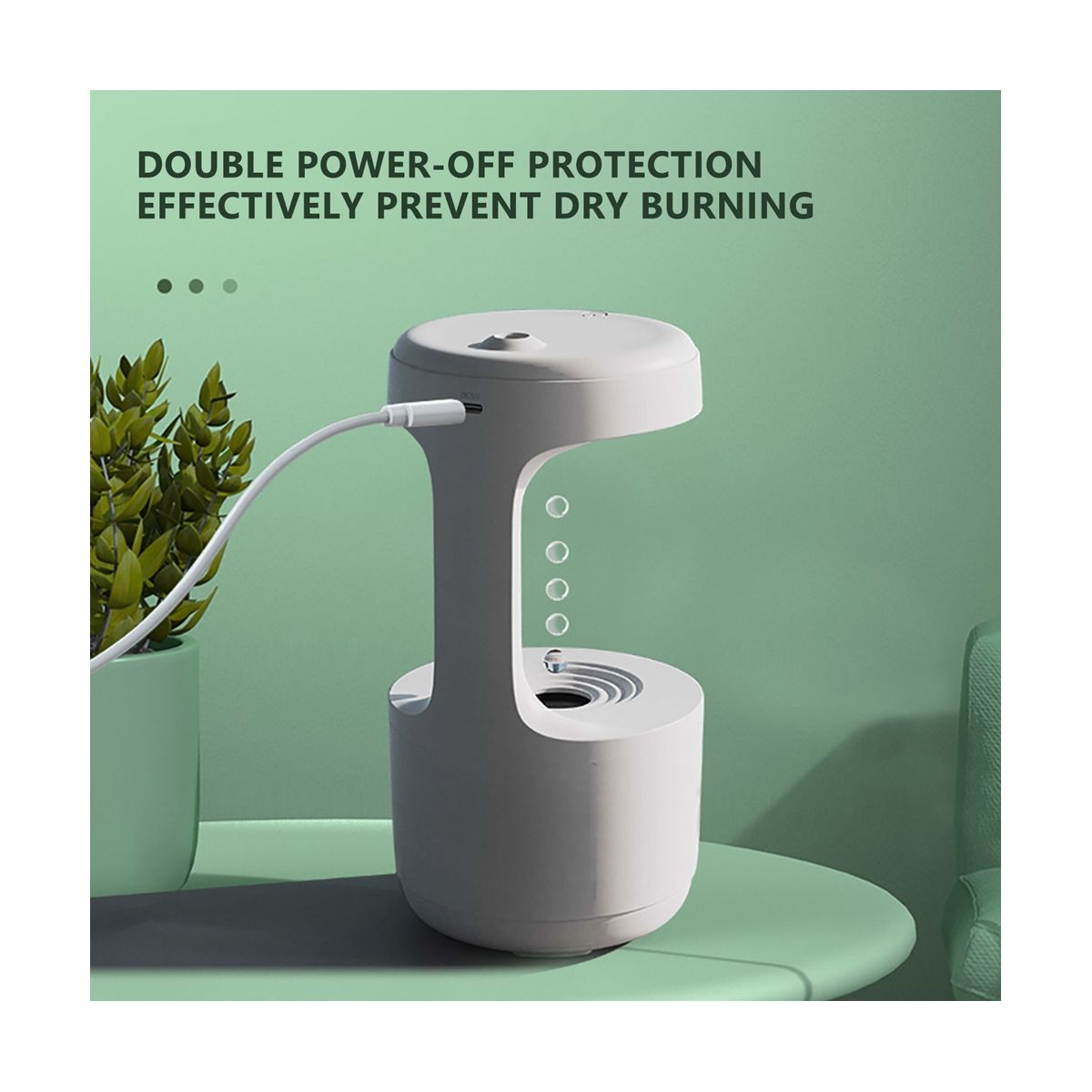 800ML  Home Anti-Gravity Water Droplets Ultrasonic Cool Mists Maker with LED Display for Bedroom Office