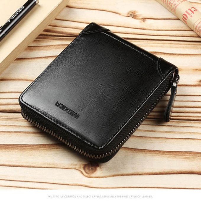Short Wallet Men Fashion Wallets PU Leather-Black