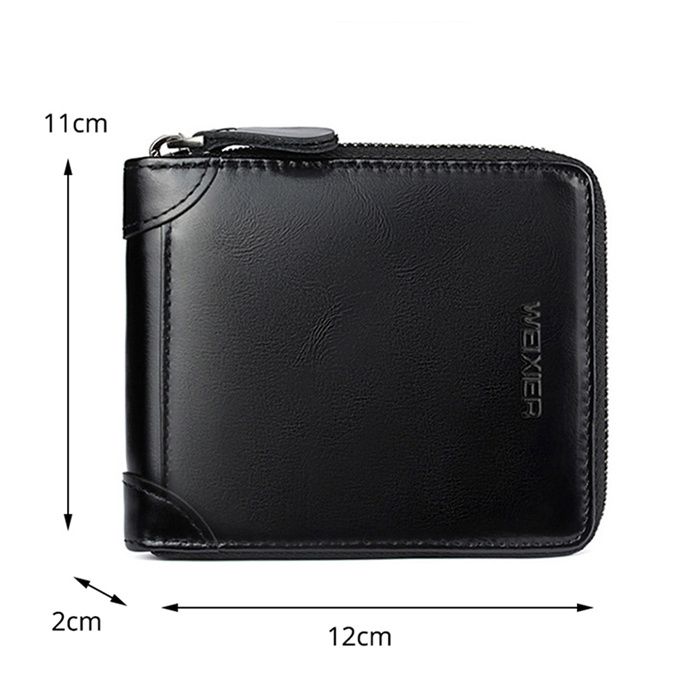 Short Wallet Men Fashion Wallets PU Leather-Black