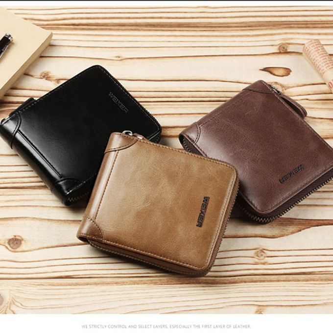 Short Wallet Men Fashion Wallets PU Leather-Black