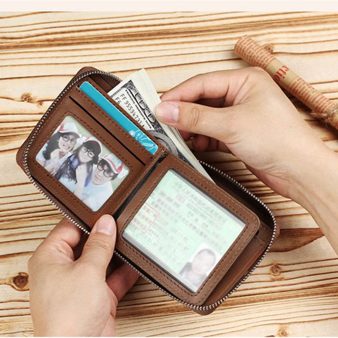 Short Wallet Men Fashion Wallets PU Leather-Black