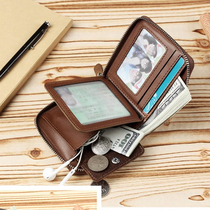 Short Wallet Men Fashion Wallets PU Leather-Black