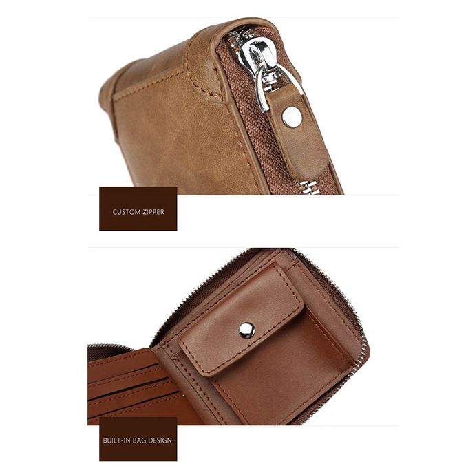 Short Wallet Men Fashion Wallets PU Leather-Black