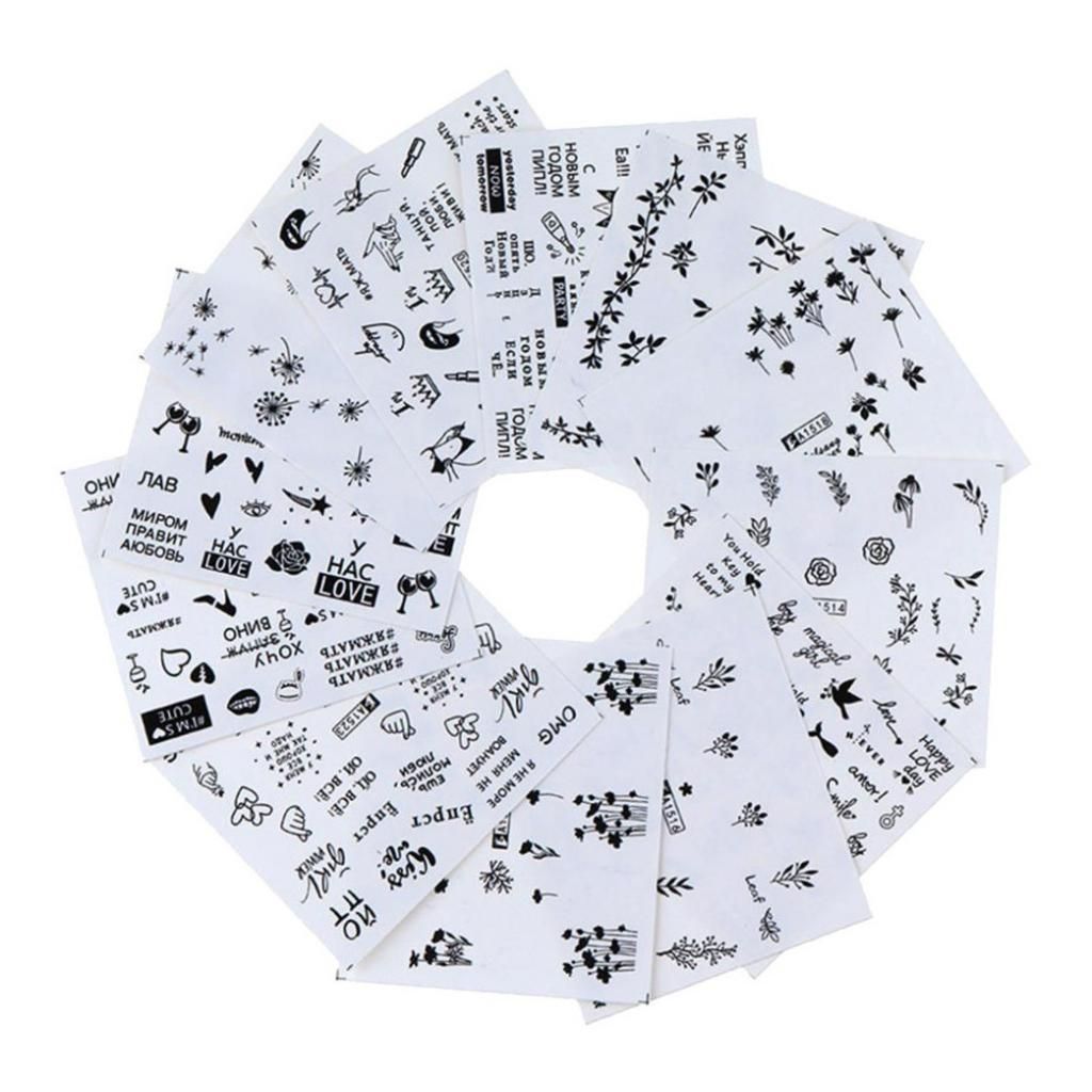 12Pcs Women Girls Nail Art Stickers Letter Body Art Tips Decals Mixed