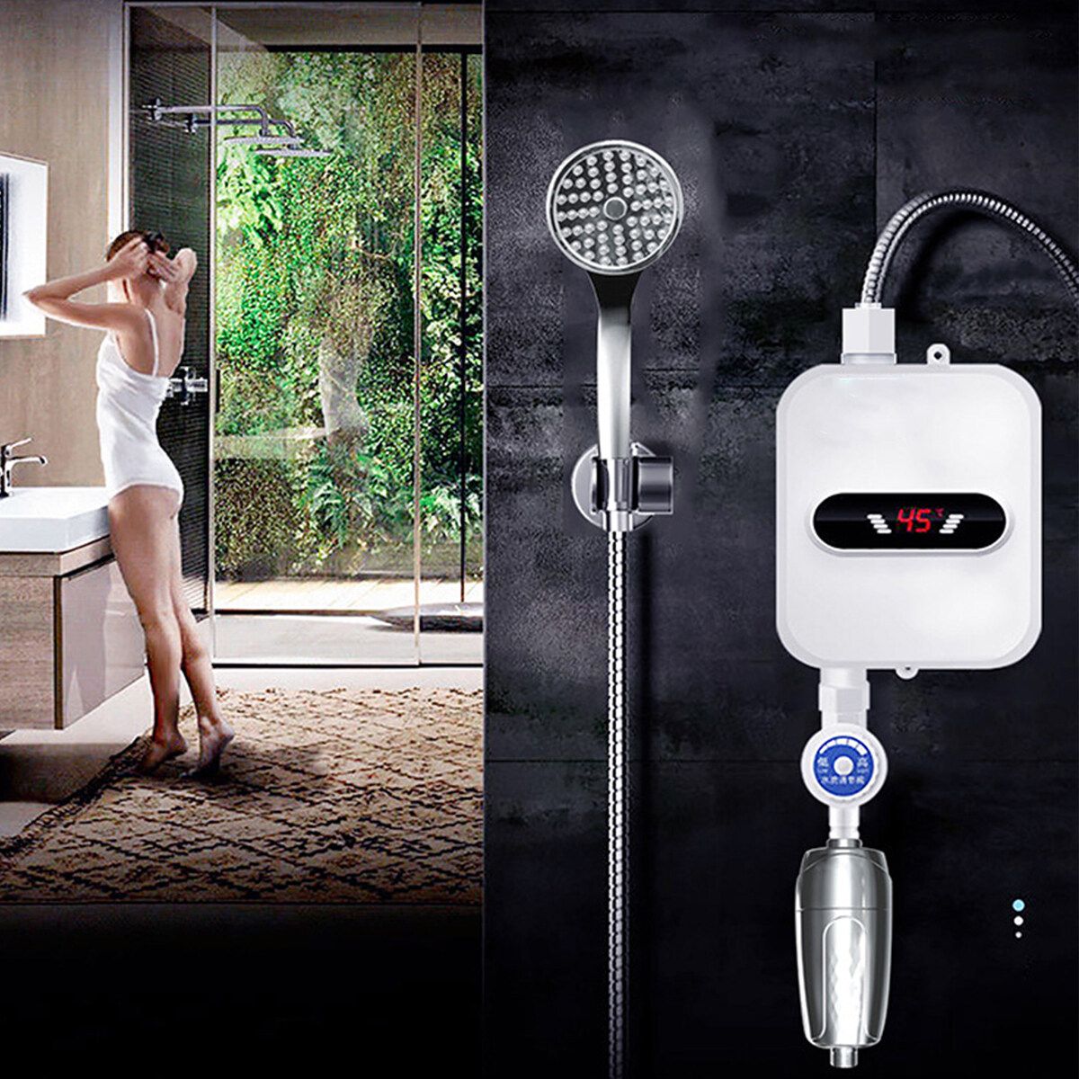 Hot Water Heater Tankless Propane Gas Home Instant Boiler Bathroom Shower