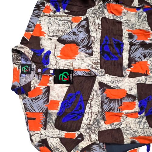 New Men Abstract Colour Printed Long Sleeves Bishop Neck Shirts