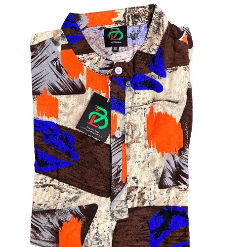 New Men Abstract Colour Printed Long Sleeves Bishop Neck Shirts