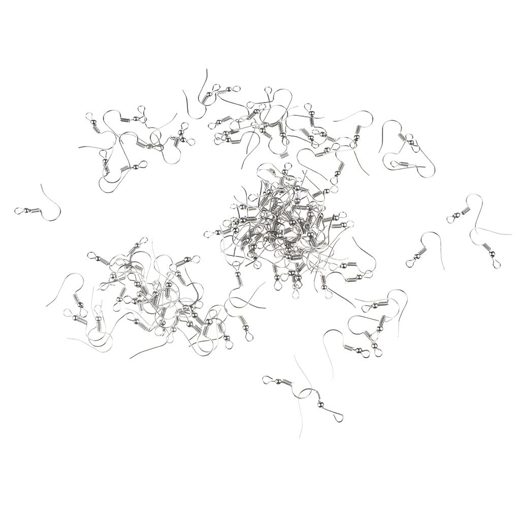 100 Pieces Earring Fish Hooks Ear Wires DIY Earring Findings Silver
