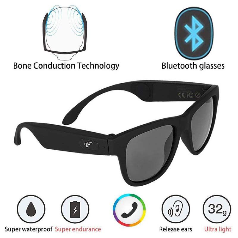 Smart Bone Conduction Bluetooth 5.0 Sunglasses Open-Ear Headset Polarized Eyeglasses Wireless Glasses Waterproof