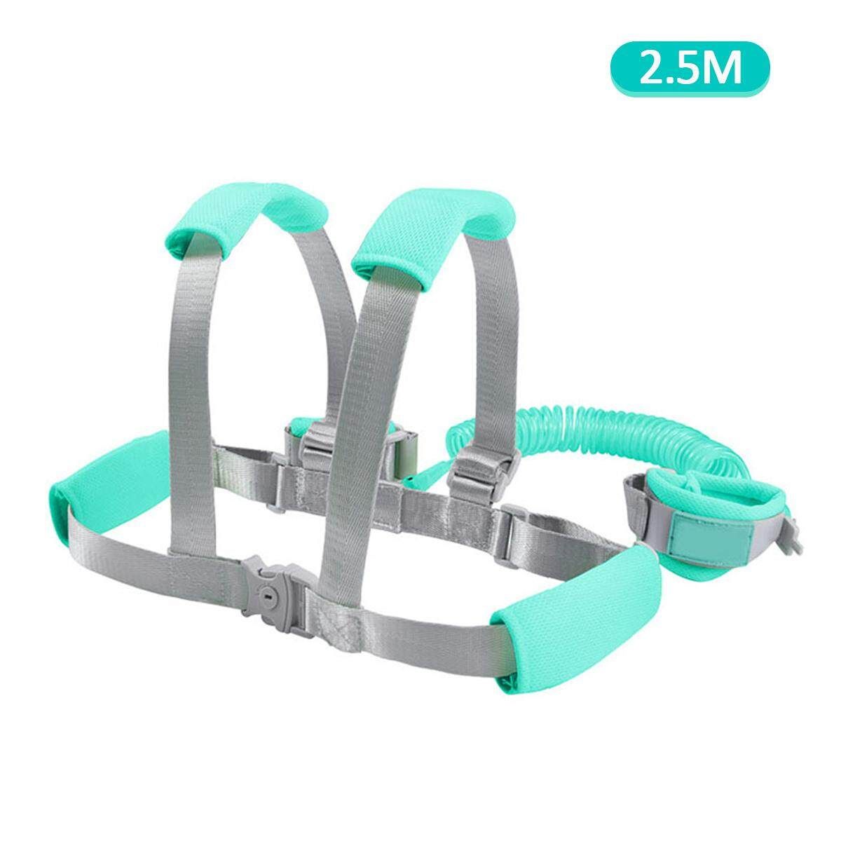 2/2.5M Toddler Kids Baby Anti-lost Safety Walking Harness + Wrist Link Hand Strap Leash Green