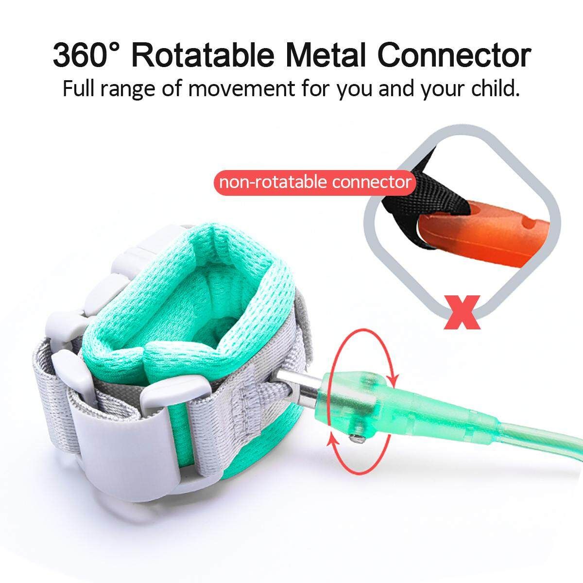 2/2.5M Toddler Kids Baby Anti-lost Safety Walking Harness + Wrist Link Hand Strap Leash Green