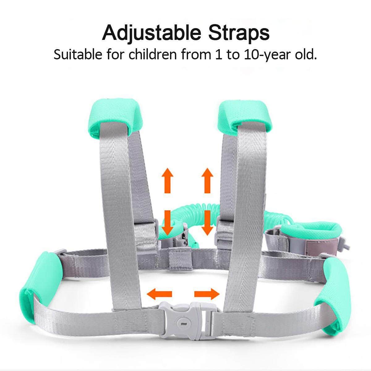 2/2.5M Toddler Kids Baby Anti-lost Safety Walking Harness + Wrist Link Hand Strap Leash Green
