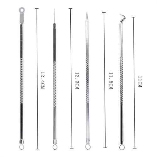 4pcs Stainless Steel Facial Acne Blackhead Remover Needles Kit Extractor Tool Set