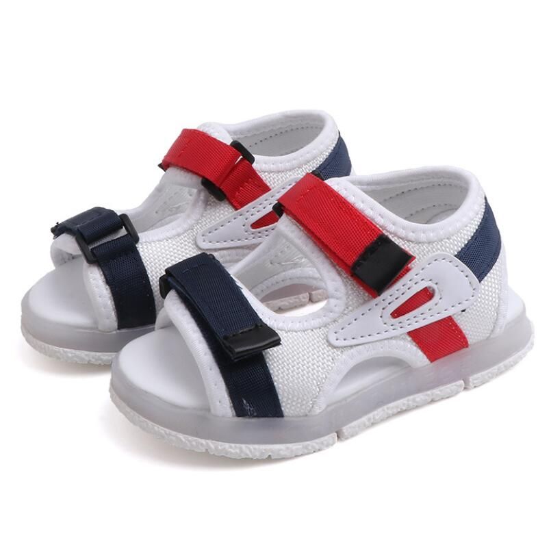 Kids Led Sandals Light Up Children Summer Shoes Glowing Sport Sandals For Boys And Girls Flashing Soft Beach Shoes For Toddler White