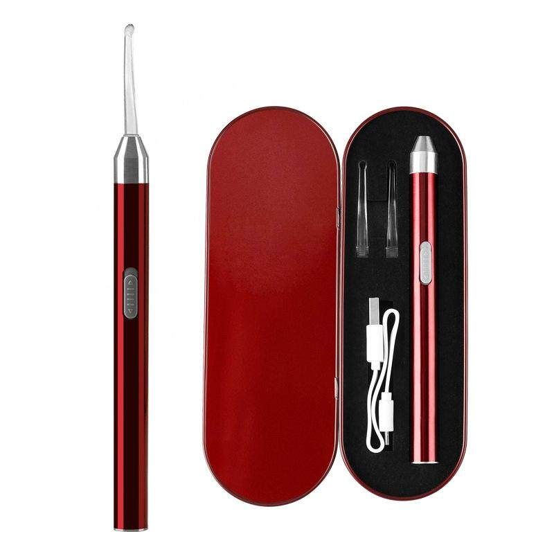 USB Light Ear Spoon Set Earwax Cleaning Tool Children's Ear Pick Tool Set Personal Ear Care Red