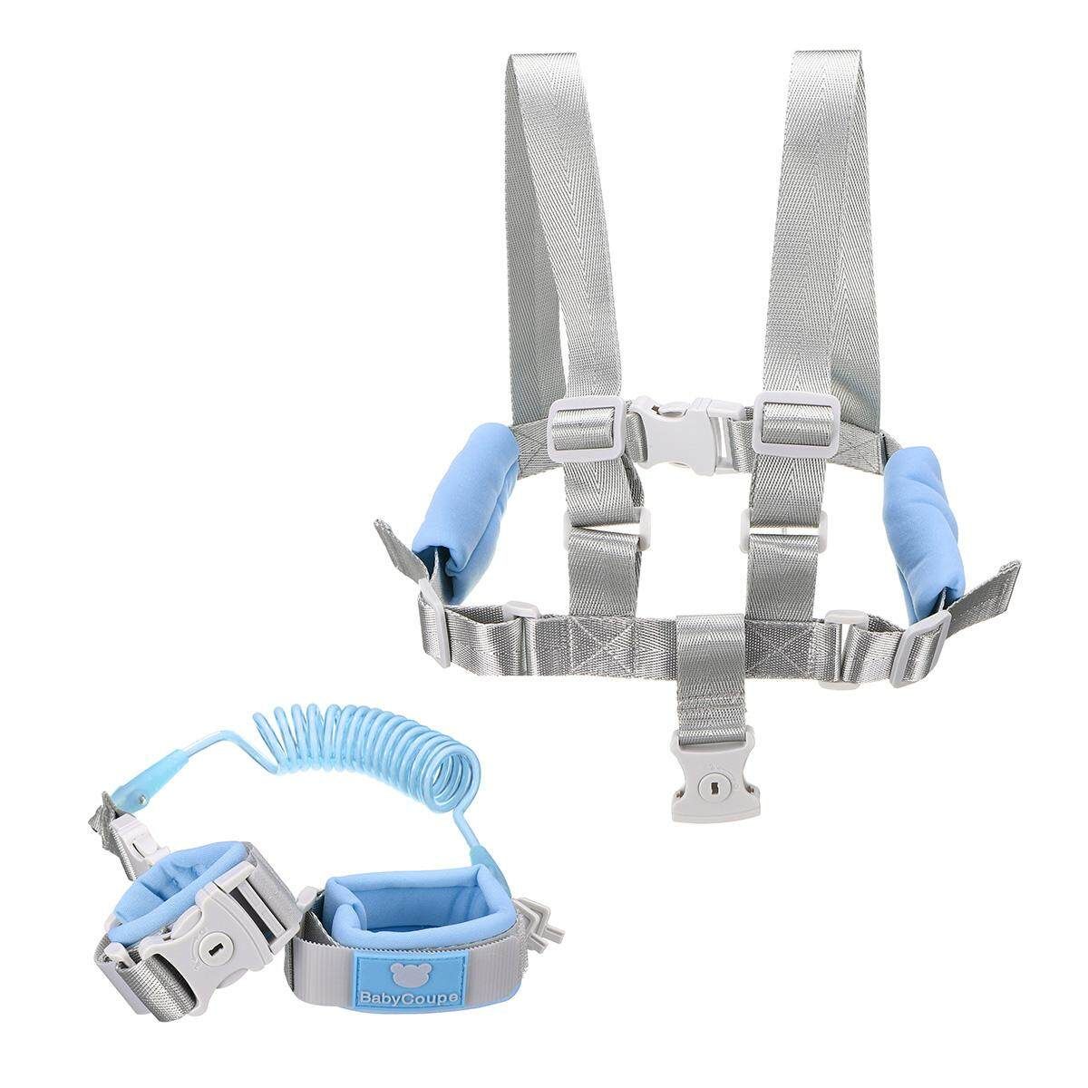 Blue 2.5M Breathable Child Harness Anti-lost Wrist Link Kid Rope Safety Strap W/ Key Lock Blue