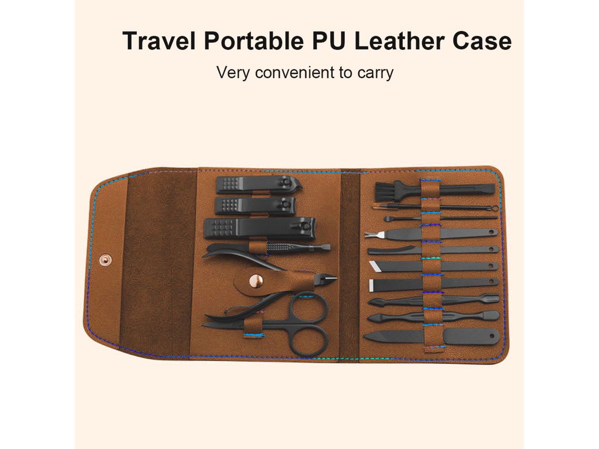 16pcs/set Nail Clipper Cutter Trimmer Ear Pick Grooming Kit