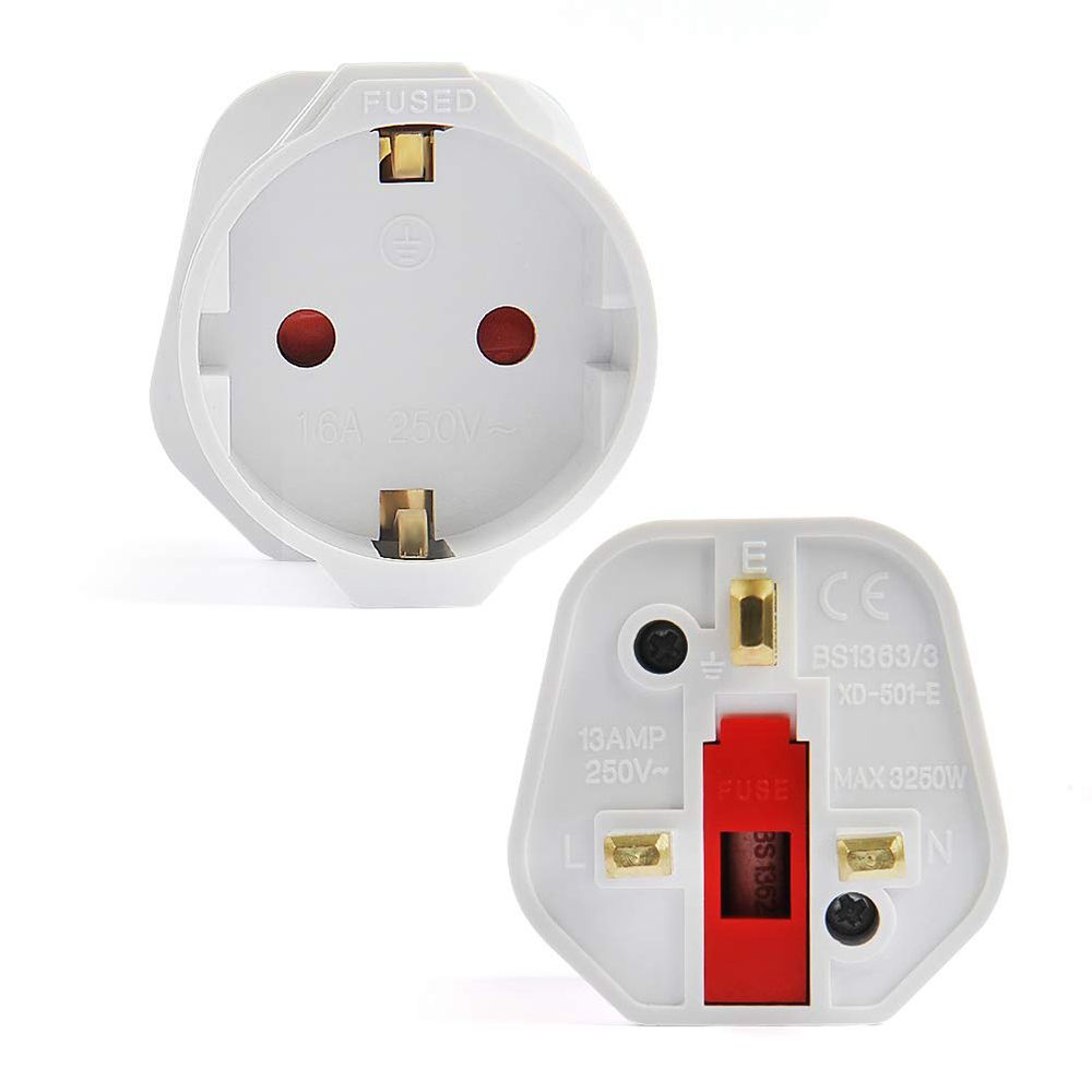 250V 16A Travel Adapter EU 2 Pin To UK 3 Pin Plugs Adapter