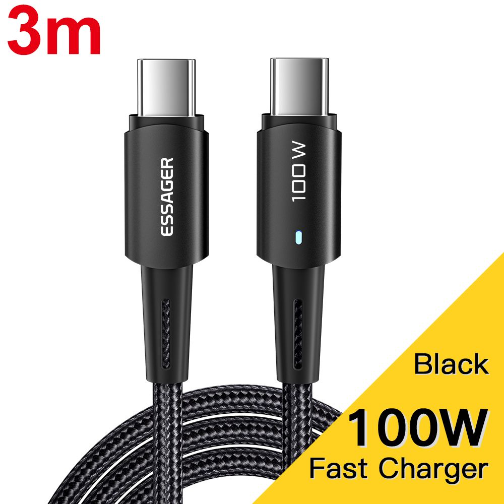 Essager USB C To Type C Cable PD100W 60W Fast Charge Cord For Xiaomi 12 Redmi Huawei Mobile CellPhone IPad Macbook Charging Wire